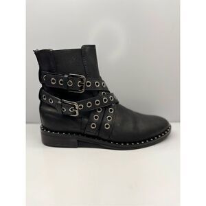 The Shoe Box Ankle Boots W/studded Womens Size 37EU Black Made in Italy